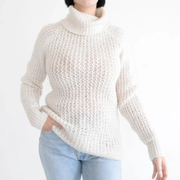 Riani Cream TurtleNeck 51% Merino Extra Fine Wool 49% Cotton Knit Sweater 8 - Picture 1 of 11